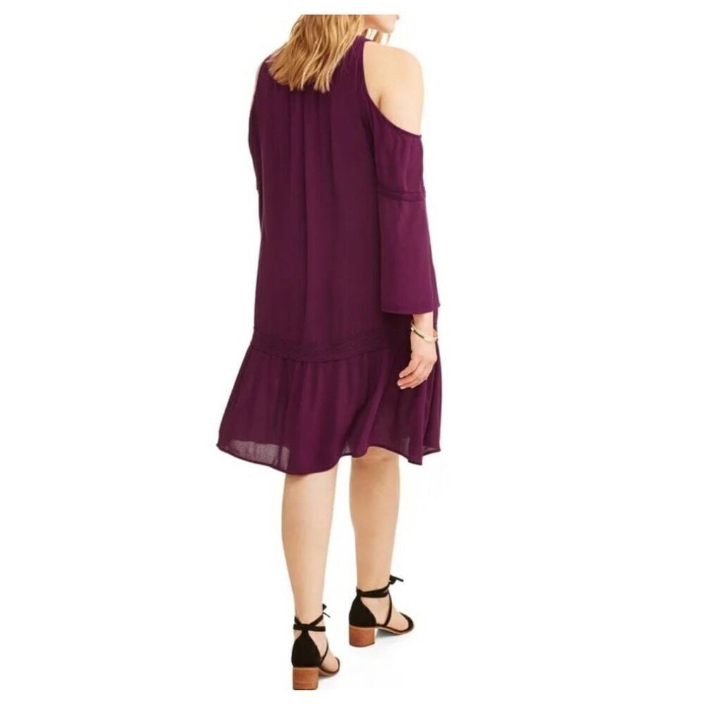 New Terra and Sky Dress Womens Size 3X 3/4 Bell Sleeve Cold Shoulder Scoop Neck - Picture 3 of 12